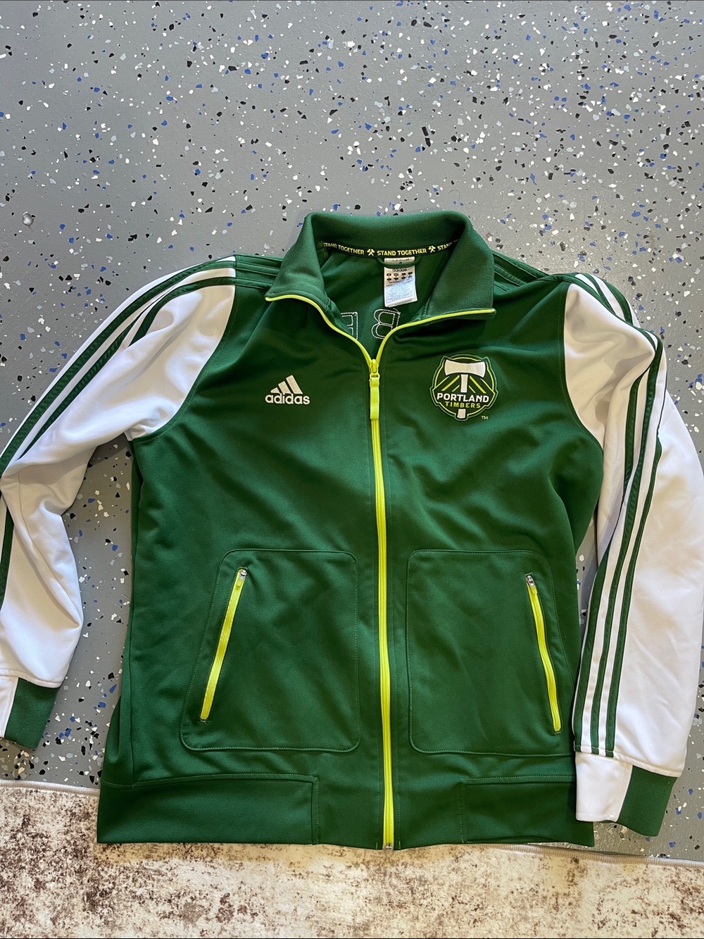 adidas Green & White Portland Timbers Varsity Soccer Jacket